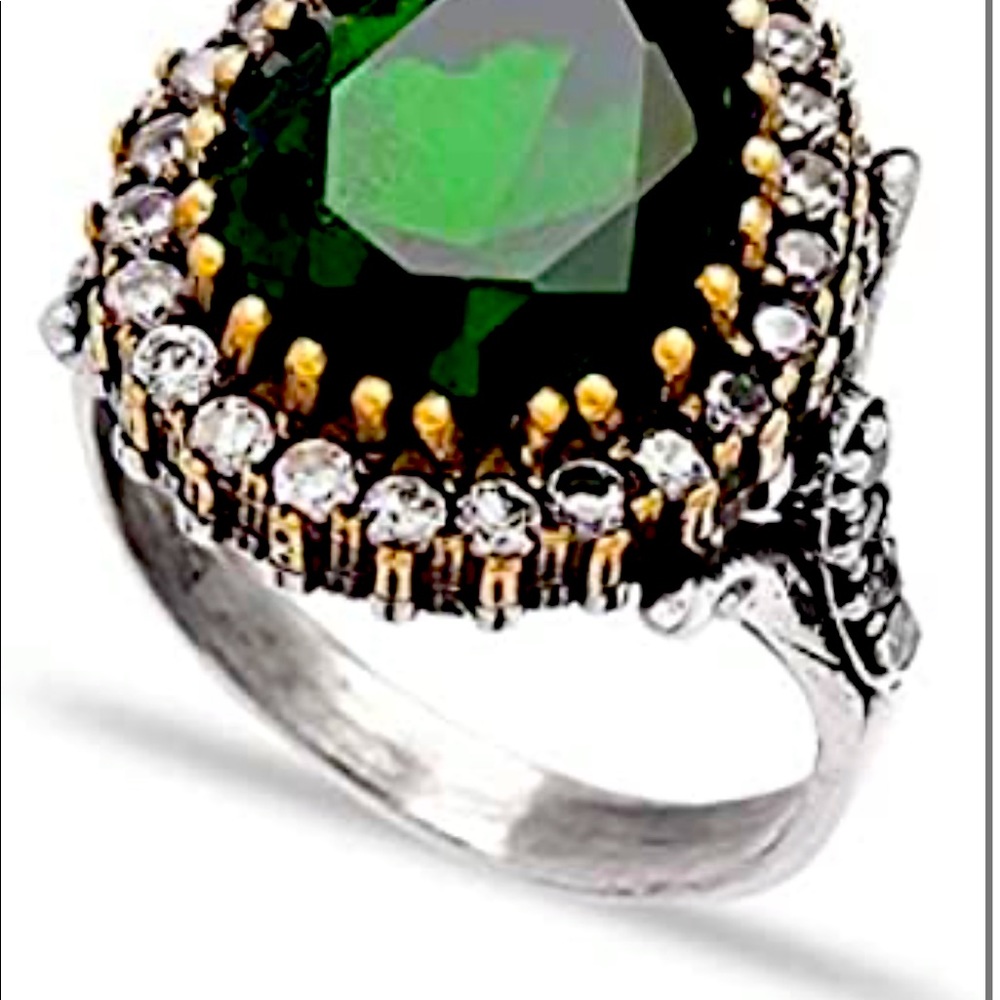 Sterling Silver Green Jade Ring